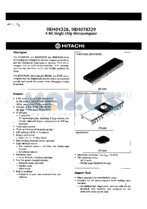 HD404328S datasheet - 4 BIT SINGLE CHIP MICROCOMPUTER