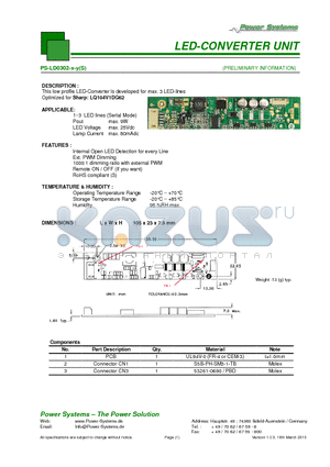 PS-LD0302-1S datasheet - LED-CONVERTER UNIT