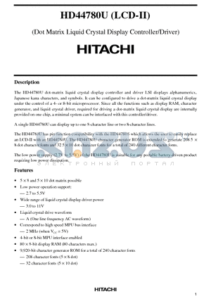 HD44780UA00TF datasheet - Dot Matrix Liquid Crystal Display Controller/Driver