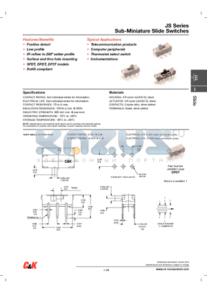 JS202011AQN datasheet - Sub-Miniature Slide Switches