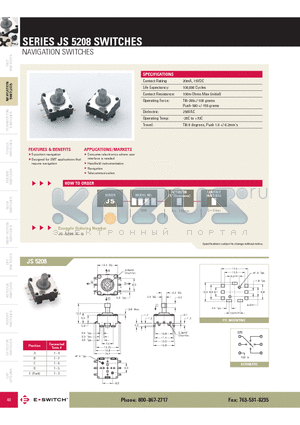 JS5208AQ datasheet - NAVIGATION SWITCHES