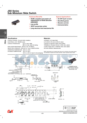 JSX08001SAQNL datasheet - Sub-Miniature Slide Switch