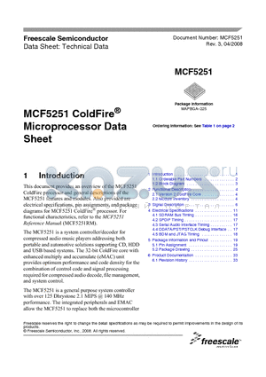 MCF5251CVM140 datasheet - ColdFire^ Microprocessor