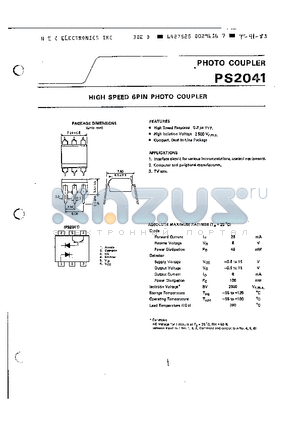 PS2041 datasheet - HIGH SPEED 6 PIN PHOTO COUPLER