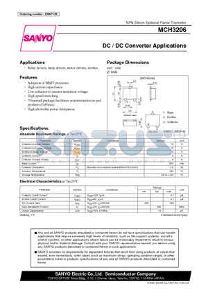 MCH3206 datasheet - DC / DC Converter Applications