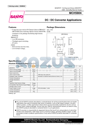 MCH5804 datasheet - DC / DC Converter Applications