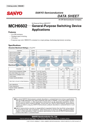 MCH6602_07 datasheet - General-Purpose Switching Device Applications
