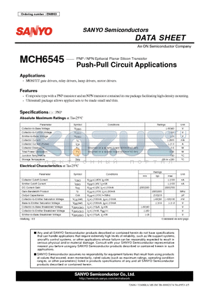 MCH6545 datasheet - Push-Pull Circuit Applications