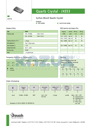 JXE53 datasheet - Quartz Crystal