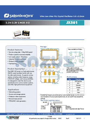 JX501 datasheet - Ultra Low Jitter PLL Crystal Oscillator 5.0 x 3.2mm