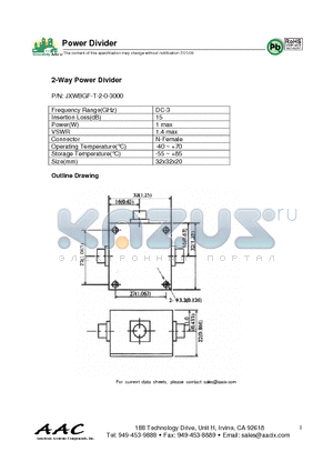 JXWBGF-T-2-0-3000 datasheet - 2-Way Power Divider