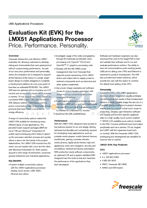 MCIMX51EVKJ datasheet - Evaluation Kit (EVK) for the i.MX51 Applications Processor