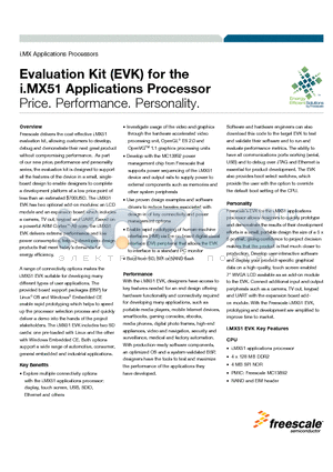 MCIMX51LCD datasheet - Evaluation Kit (EVK) for the i.MX51 Applications Processor