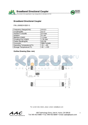 JXWBOH-B201-5 datasheet - Broadband Directional Coupler