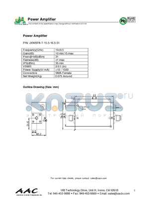 JXWBPA-T-15.5-16.5-31 datasheet - Power Amplifier