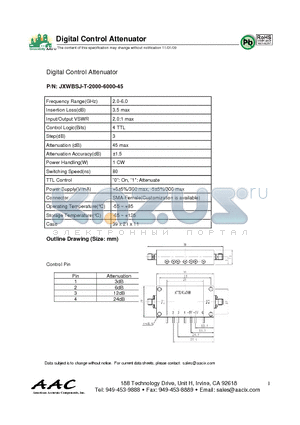 JXWBSJ-T-2000-6000-45 datasheet - Digital Control Attenuator