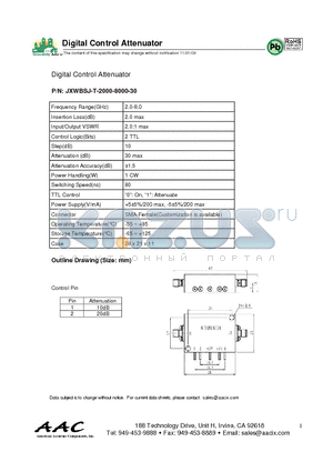 JXWBSJ-T-2000-8000-30 datasheet - Digital Control Attenuator