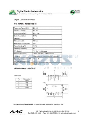 JXWBSJ-T-2000-8000-62 datasheet - Digital Control Attenuator