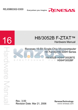 HD64F3052BTE datasheet - 16-Bit Single-Chip Microcomputer