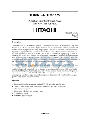 HD66725 datasheet - (Graphics LCD Controller/Driver with Key Scan Function)