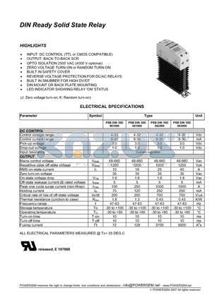 PSBDIN30D661600 datasheet - DIN Ready Solid State Relay