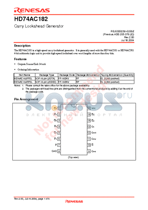 HD74AC182 datasheet - Carry Lookahead Generator