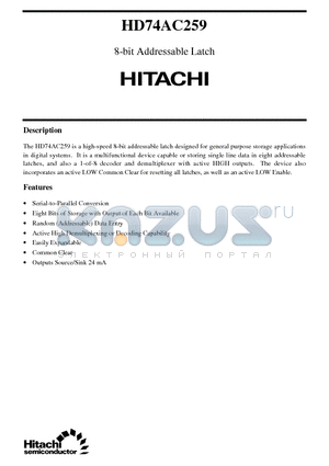 HD74AC259 datasheet - 8-bit Addressable Latch