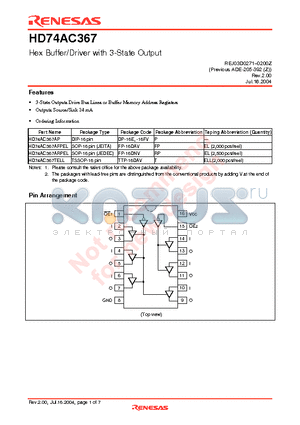 HD74AC367TELL datasheet - Hex Buffer/Driver with 3-State Output