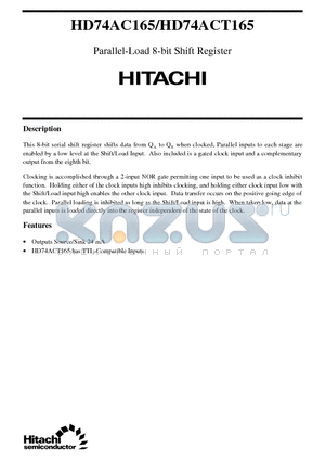 HD74ACT165 datasheet - Parallel-Load 8-bit Shift Register