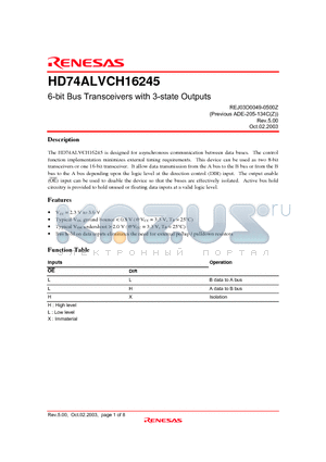 HD74ALVCH16245 datasheet - 6-bit Bus Transceivers with 3-state Outputs