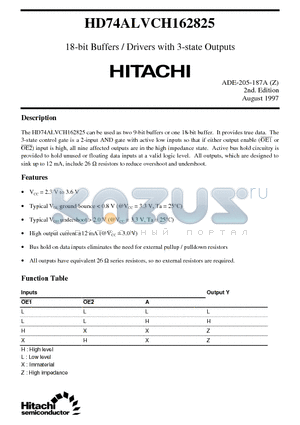 HD74ALVCH162825 datasheet - 18-bit Buffers / Drivers with 3-state Outputs
