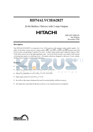HD74ALVCH162827 datasheet - 20-bit Buffers / Drivers with 3-state Outputs