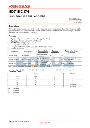 HD74HC174TELL datasheet - Hex D-type Flip-Flops (with Clear)