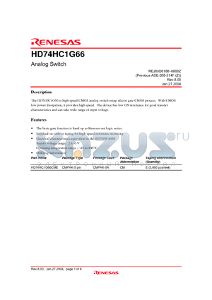 HD74HC1G66 datasheet - Analog Switch