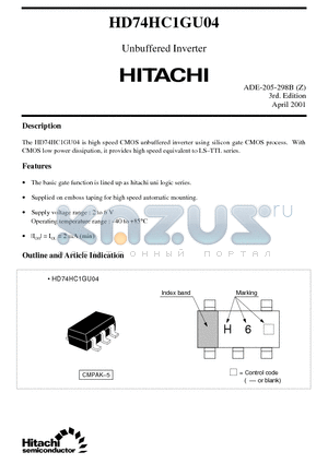 HD74HC1GU04 datasheet - Unbuffered Inverter