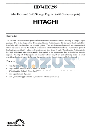 HD74HC299 datasheet - 8-bit Universal Shift/Storage Register (with 3-state outputs)