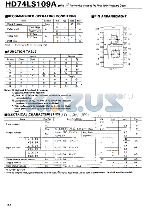 HD74LS109 datasheet - Dual J-K Positive-edge-triggered Flip-Flops(with Preset and Clear)