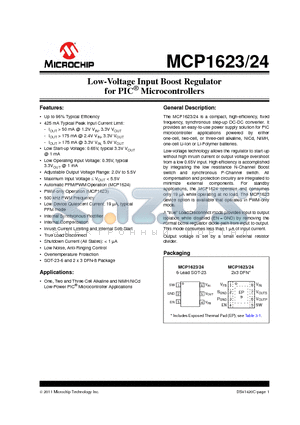 MCP1623_11 datasheet - Low-Voltage Input Boost Regulator for PIC^ Microcontrollers