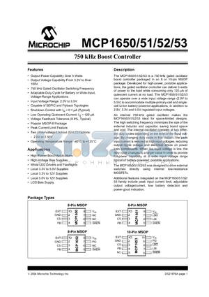 MCP1652SEUN datasheet - 750 kHz Boost Controller