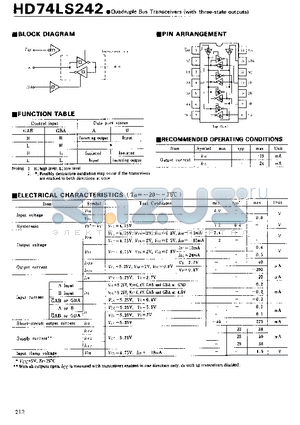 HD74LS242 datasheet - Quadruple Bus Transceivers(with three-state outputs)