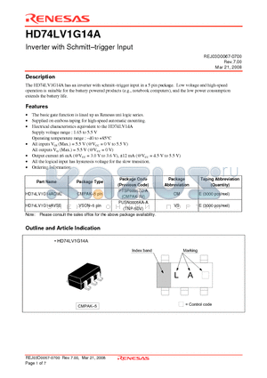 HD74LV1G14ACME datasheet - Inverter with Schmitt.trigger Input