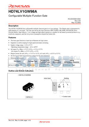 HD74LV1GW98ACME datasheet - Configurable Multiple-Function Gate