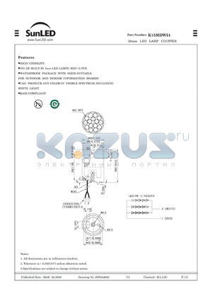 K15MDW51 datasheet - 26mm LED LAMP CLUSTER