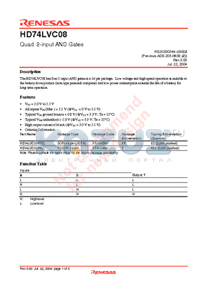 HD74LVC08FPEL datasheet - Quad. 2-input AND Gates