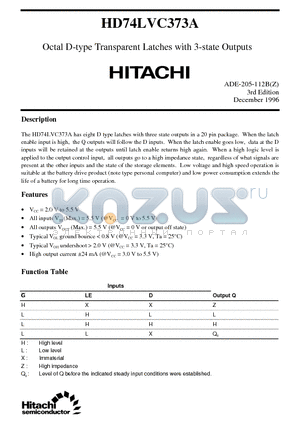 HD74LVC373A datasheet - Octal D-type Transparent Latches with 3-state Outputs