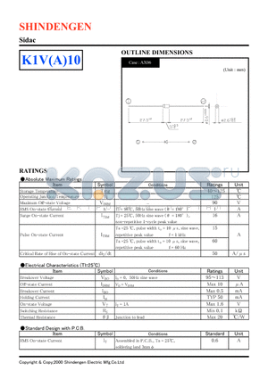 K1VA10 datasheet - Sidac