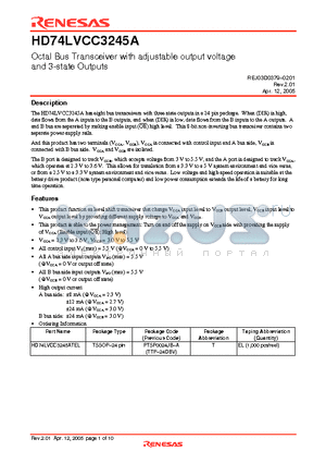 HD74LVCC3245A_05 datasheet - Octal Bus Transceiver with adjustable output voltage and 3-state Outputs