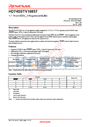 HD74SSTV16857NEL datasheet - 1:1 14-bit SSTL_2 Registered Buffer