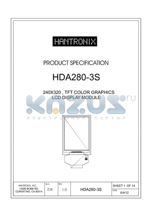 HDA280-3S datasheet - 240X320 , TFT COLOR GRAPHICS LCD DISPLAY MODULE