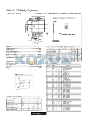 HDA430 datasheet - Dimensional Drawing